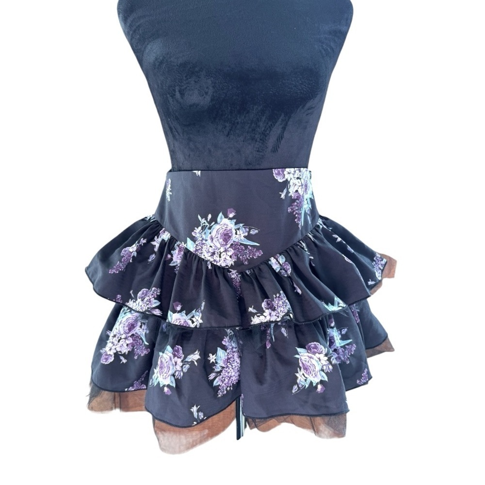 Like New Dolls Kill Women's Purple and Black Skirt Sz medium